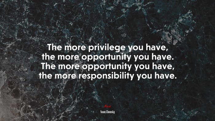 The more privilege you have, the more opportunity you have. The more opportunity you have, the more responsibility you have. | Noam Chomsky quote