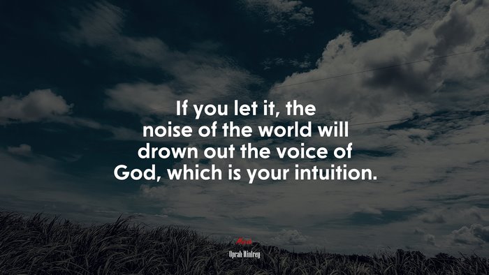 If you let it, the noise of the world will drown out the voice of God, which is your intuition. | Oprah Winfrey quote