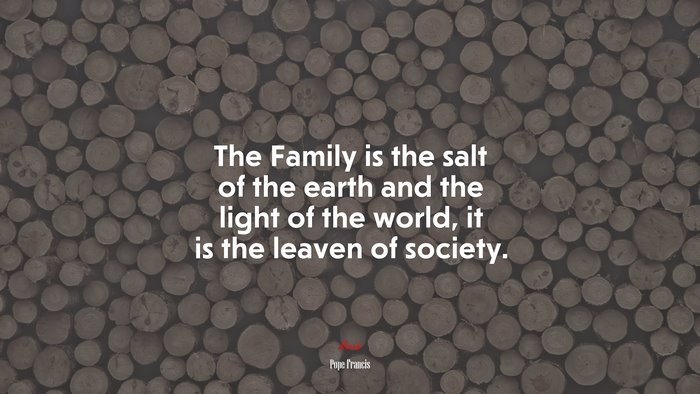 The Family is the salt of the earth and the light of the world, it is the leaven of society. | Pope Francis quote