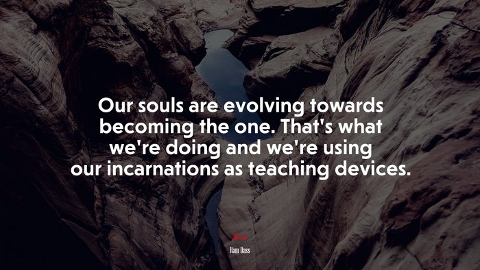 Our souls are evolving towards becoming the one. That’s what we’re doing and we’re using our incarnations as teaching devices. | Ram Dass quote