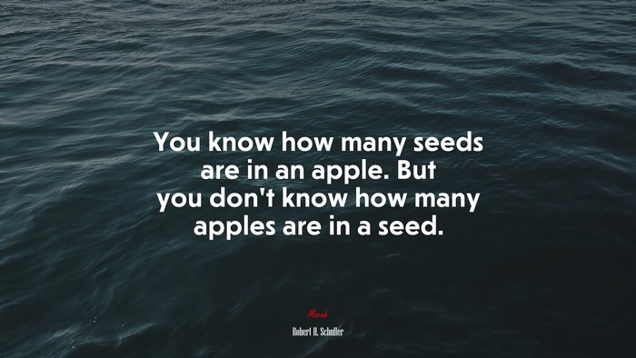You know how many seeds are in an apple. But you don’t know how many apples are in a seed. | Robert H. Schuller quote