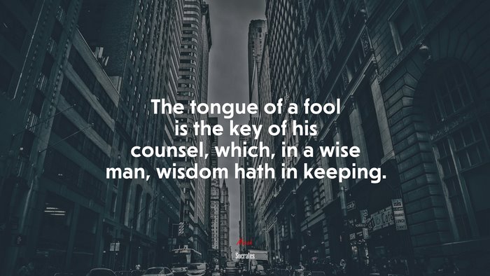 The tongue of a fool is the key of his counsel, which, in a wise man, wisdom hath in keeping. | Socrates quote