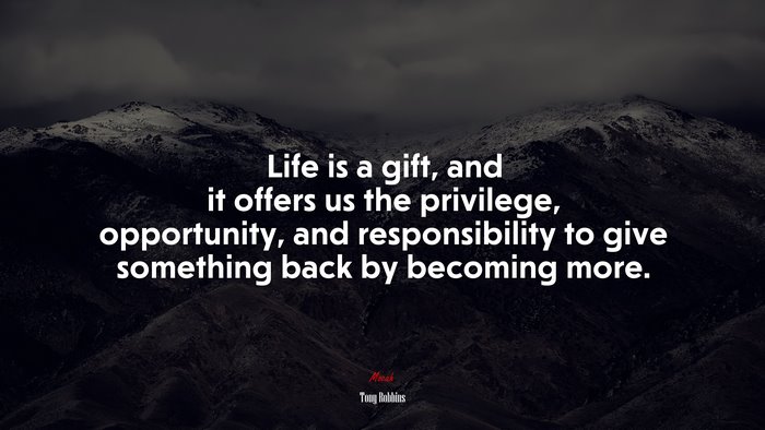 Life is a gift, and it offers us the privilege, opportunity, and responsibility to give something back by becoming more. | Tony Robbins quote