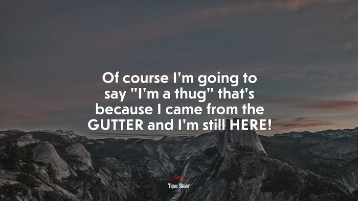 Of course I’m going to say “I’m a thug” that’s because I came from the GUTTER and I’m still HERE! | Tupac Shakur quote