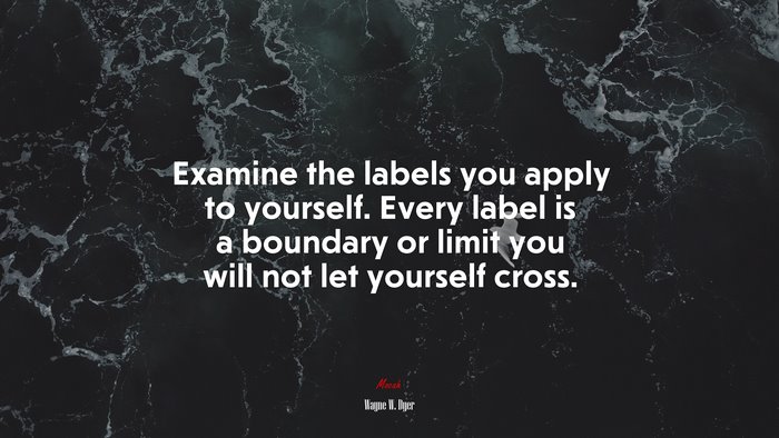 Examine the labels you apply to yourself. Every label is a boundary or limit you will not let yourself cross. | Wayne W. Dyer quote