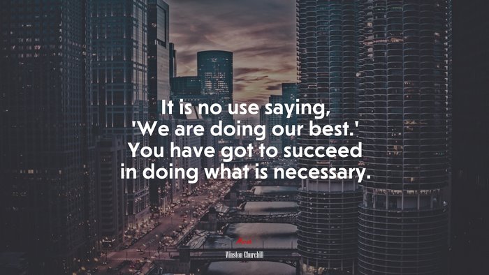 It is no use saying, ‘We are doing our best.’ You have got to succeed in doing what is necessary. | Winston Churchill quote