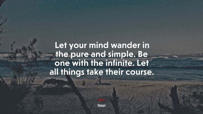 Let your mind wander in the pure and simple. Be one with the infinite. Let all things take their course. | Zhuangzi quote
