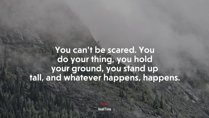 You can’t be scared. You do your thing, you hold your ground, you stand up tall, and whatever happens, happens. | Donald Trump quote