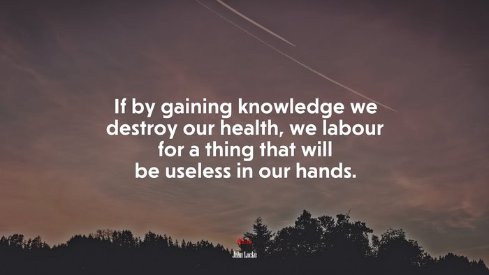 If by gaining knowledge we destroy our health, we labour for a thing that will be useless in our hands. | John Locke quote