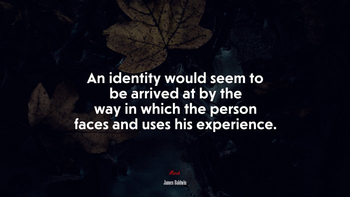 An identity would seem to be arrived at by the way in which the person faces and uses his experience. | James Baldwin quote