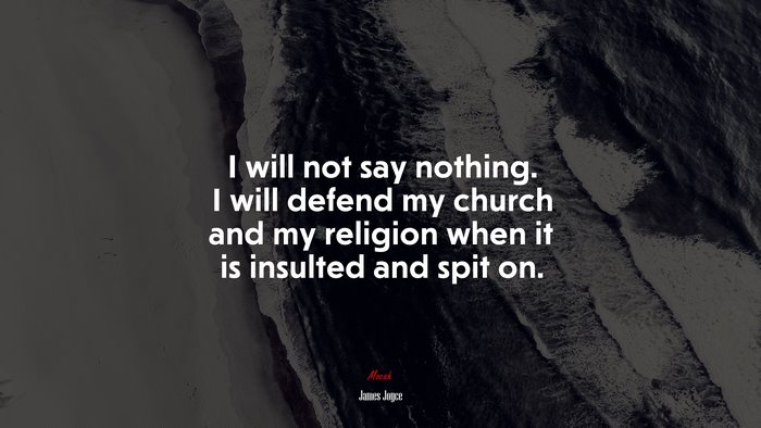 I will not say nothing. I will defend my church and my religion when it is insulted and spit on. | James Joyce quote
