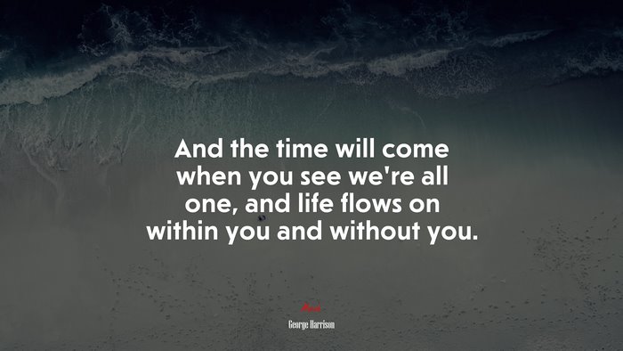 And the time will come when you see we’re all one, and life flows on within you and without you. | George Harrison quote