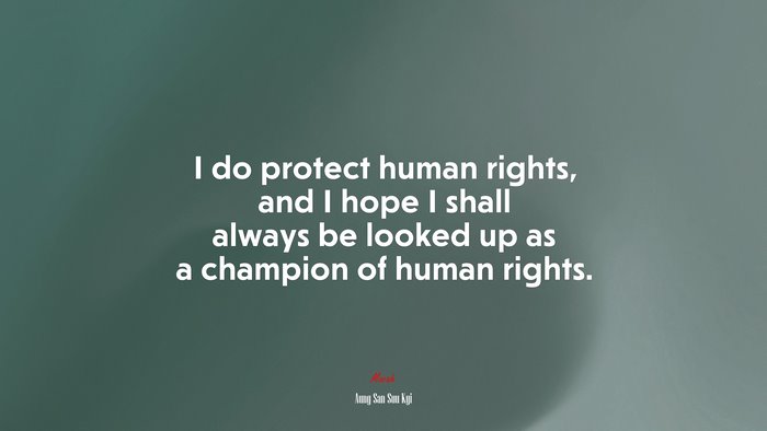 I do protect human rights, and I hope I shall always be looked up as a champion of human rights. | Aung San Suu Kyi quote