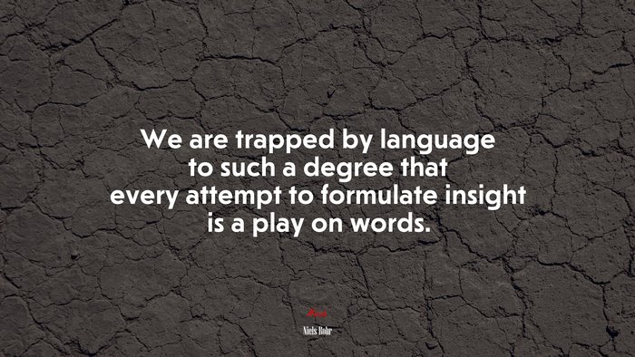 We are trapped by language to such a degree that every attempt to formulate insight is a play on words. | Niels Bohr quote