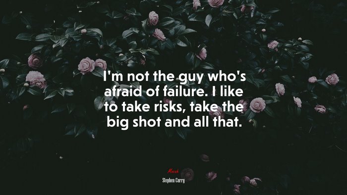I’m not the guy who’s afraid of failure. I like to take risks, take the big shot and all that. | Stephen Curry quote