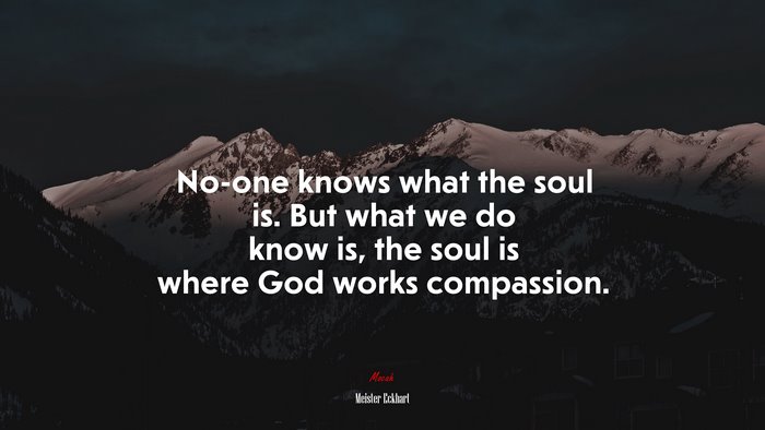 No-one knows what the soul is. But what we do know is, the soul is where God works compassion. | Meister Eckhart quote