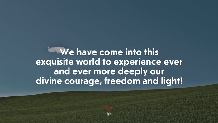 We have come into this exquisite world to experience ever and ever more deeply our divine courage, freedom and light! | Hafez quote