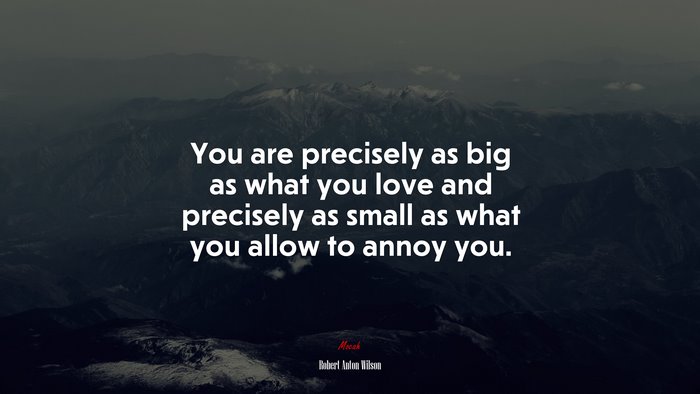 You are precisely as big as what you love and precisely as small as what you allow to annoy you. | Robert Anton Wilson quote
