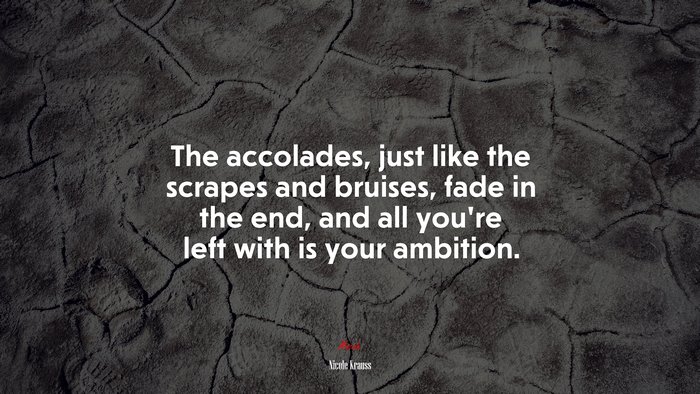 The accolades, just like the scrapes and bruises, fade in the end, and all you’re left with is your ambition. | Nicole Krauss quote