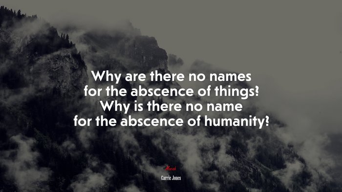 Why are there no names for the abscence of things? Why is there no name for the abscence of humanity? | Carrie Jones quote