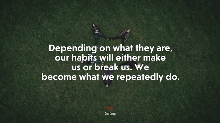 Depending on what they are, our habits will either make us or break us. We become what we repeatedly do. | Sean Covey quote