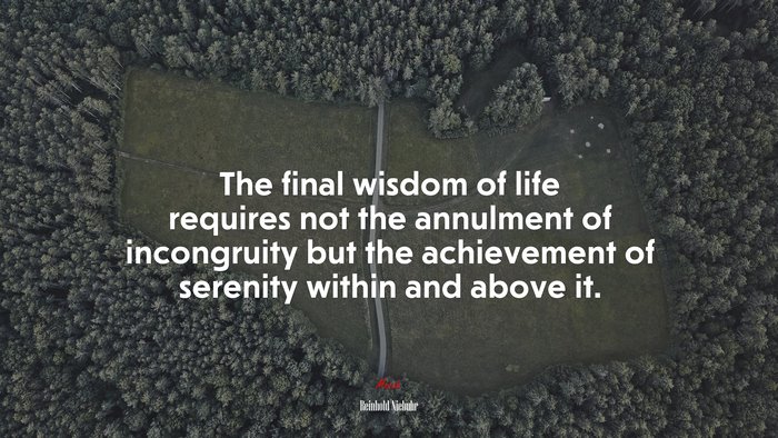 The final wisdom of life requires not the annulment of incongruity but the achievement of serenity within and above it. | Reinhold Niebuhr quote