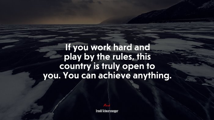 If you work hard and play by the rules, this country is truly open to you. You can achieve anything. | Arnold Schwarzenegger quote