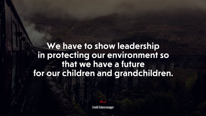 We have to show leadership in protecting our environment so that we have a future for our children and grandchildren. | Arnold Schwarzenegger quote