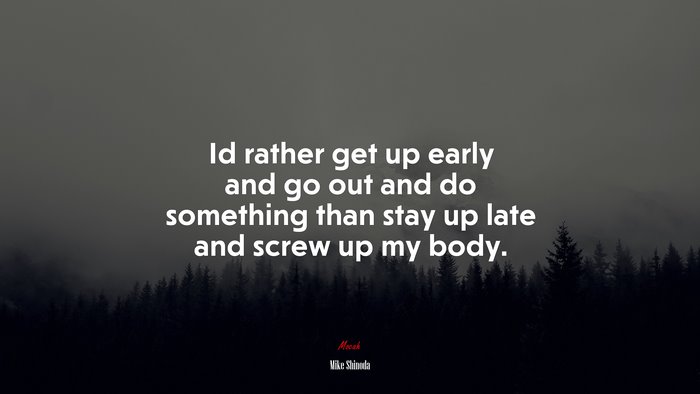 Id rather get up early and go out and do something than stay up late and screw up my body. | Mike Shinoda quote
