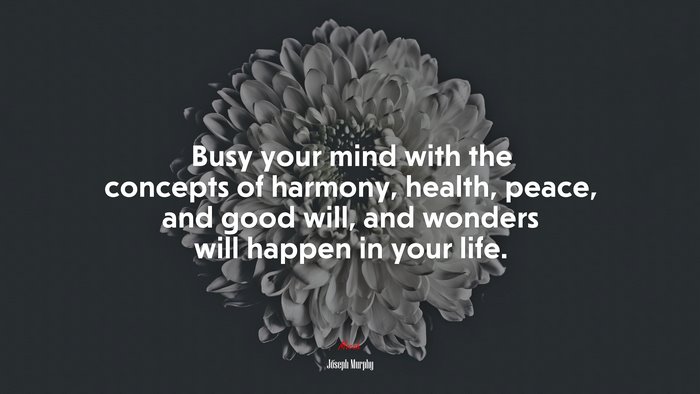 Busy your mind with the concepts of harmony, health, peace, and good will, and wonders will happen in your life. | Joseph Murphy quote