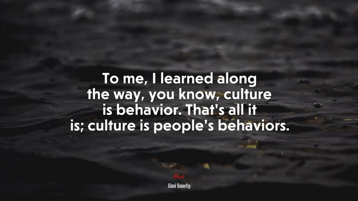 To me, I learned along the way, you know, culture is behavior. That’s all it is; culture is people’s behaviors. | Ginni Rometty quote