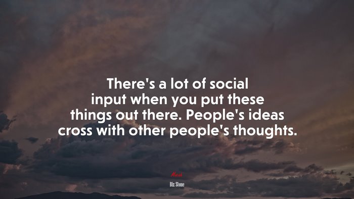 There’s a lot of social input when you put these things out there. People’s ideas cross with other people’s thoughts. | Biz Stone quote