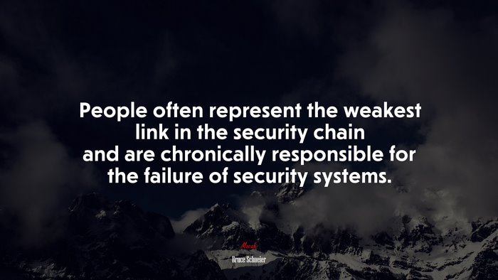 People often represent the weakest link in the security chain and are chronically responsible for the failure of security systems. | Bruce Schneier quote