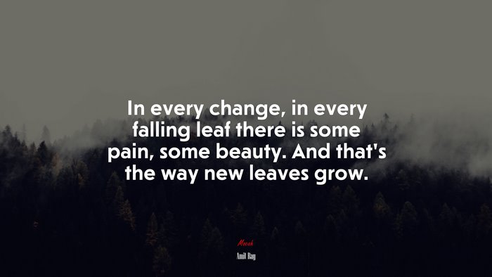 In every change, in every falling leaf there is some pain, some beauty. And that’s the way new leaves grow. | Amit Ray quote