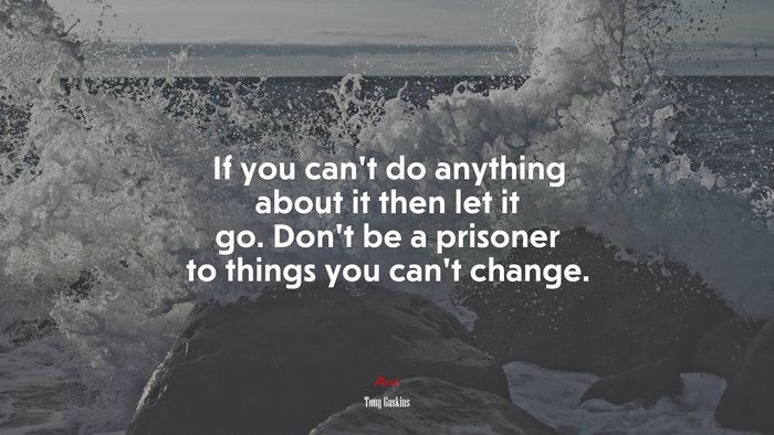If you can’t do anything about it then let it go. Don’t be a prisoner to things you can’t change. | Tony Gaskins quote