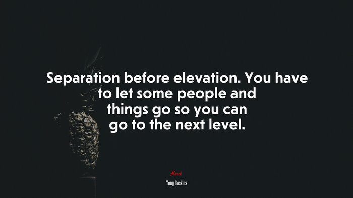 Separation before elevation. You have to let some people and things go so you can go to the next level. | Tony Gaskins quote