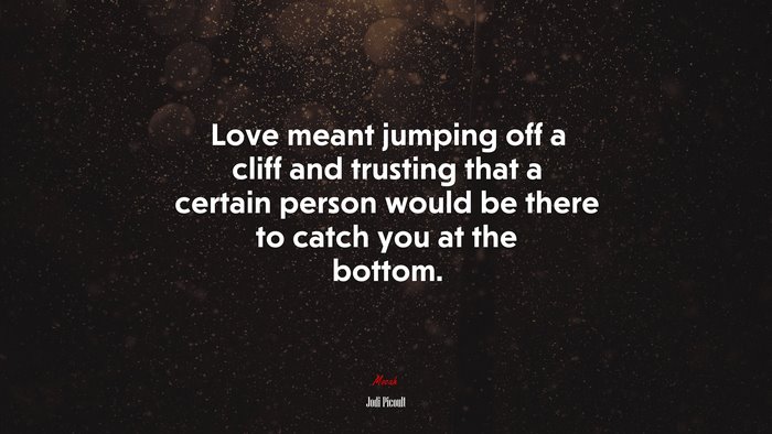 Love meant jumping off a cliff and trusting that a certain person would be there to catch you at the bottom. | Jodi Picoult quote