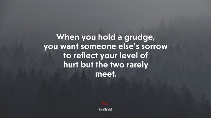 When you hold a grudge, you want someone else’s sorrow to reflect your level of hurt but the two rarely meet. | Steve Maraboli quote