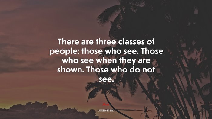 There are three classes of people: those who see. Those who see when they are shown. Those who do not see. | Leonardo da Vinci quote