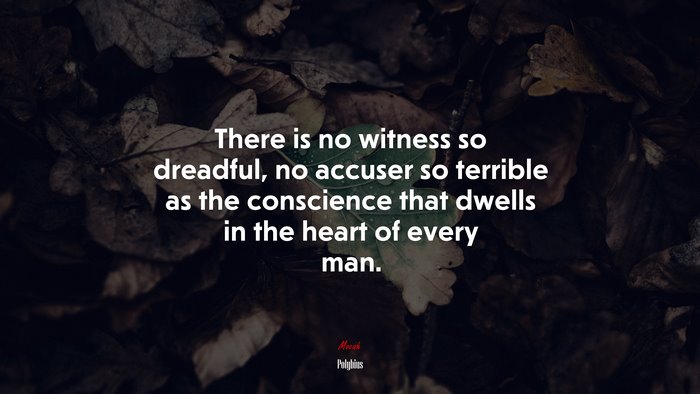 There is no witness so dreadful, no accuser so terrible as the conscience that dwells in the heart of every man. | Polybius quote