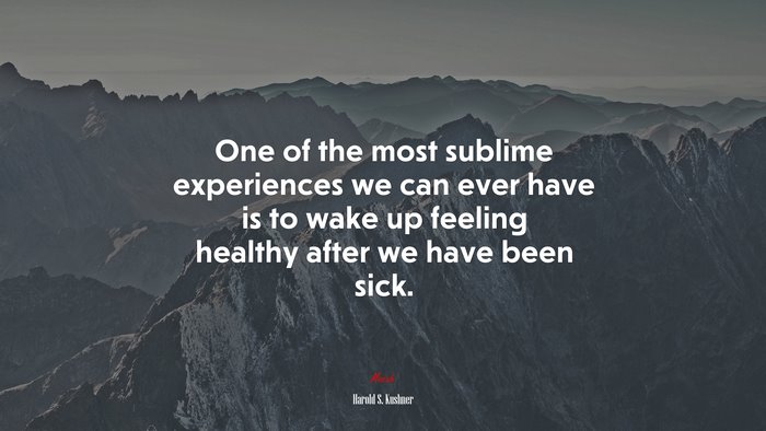 One of the most sublime experiences we can ever have is to wake up feeling healthy after we have been sick. | Harold S. Kushner quote
