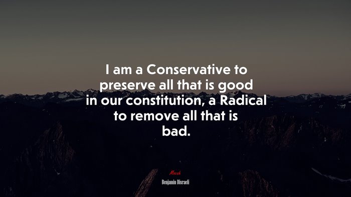 I am a Conservative to preserve all that is good in our constitution, a Radical to remove all that is bad. | Benjamin Disraeli quote