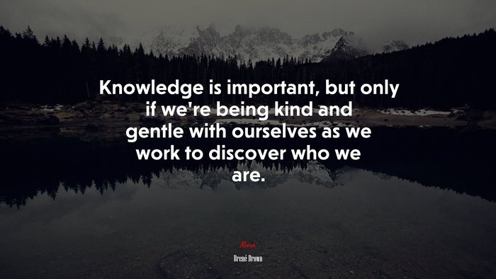 Knowledge is important, but only if we’re being kind and gentle with ourselves as we work to discover who we are. | Brené Brown quote