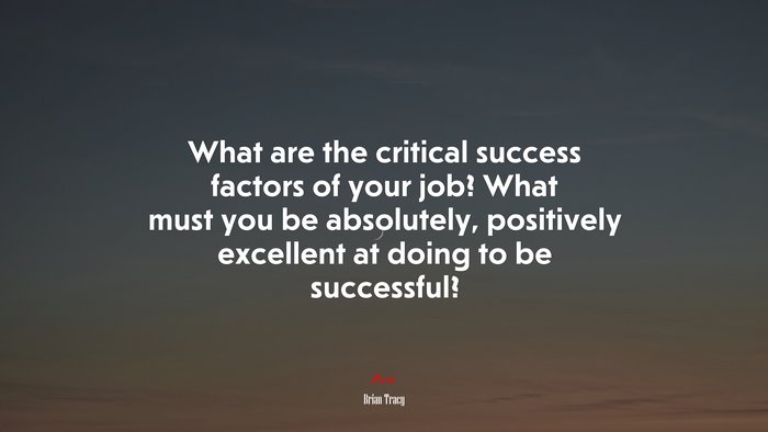 What are the critical success factors of your job? What must you be absolutely, positively excellent at doing to be successful? | Brian Tracy quote
