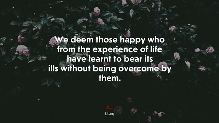 We deem those happy who from the experience of life have learnt to bear its ills without being overcome by them. | C.G. Jung quote
