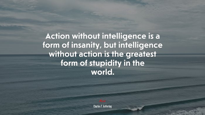 Action without intelligence is a form of insanity, but intelligence without action is the greatest form of stupidity in the world. | Charles F. Kettering quote
