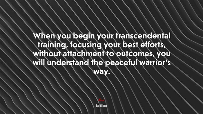 When you begin your transcendental training, focusing your best efforts, without attachment to outcomes, you will understand the peaceful warrior’s way. | Dan Millman quote