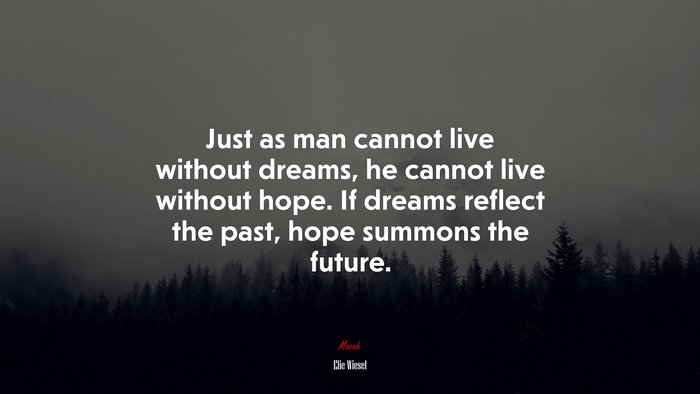 Just as man cannot live without dreams, he cannot live without hope. If dreams reflect the past, hope summons the future. | Elie Wiesel quote