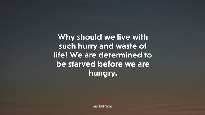 Why should we live with such hurry and waste of life? We are determined to be starved before we are hungry. | Henry David Thoreau quote