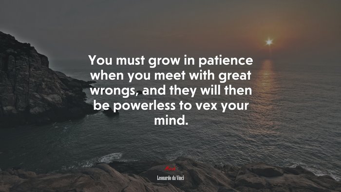 You must grow in patience when you meet with great wrongs, and they will then be powerless to vex your mind. | Leonardo da Vinci quote